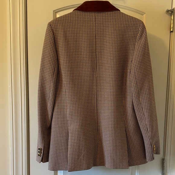 Tory Burch Checkered Blazer with Brown Collar - Picture 4 of 9